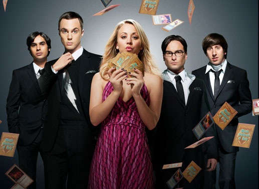 Eine ganz besondere Truppe: Penny (Kaley Cuoco, M.), Sheldon (Jim Parsons, 2.v.l.), Rajesh (Kunal Nayyar, l.), Leonard (Johnny Galecki, 2.v.r.) und Howard (Simon Helberg, r.) ... Bild: Sender/Warner