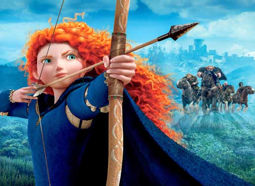 Merida will den Vorstellungen einer lieblichen Prinzessin nicht entsprechen. Ihre Leidenschaft sind Reiten und Bogenschießen. Bild: Sender/Disney