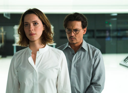 Rebecca Hall und Johnny Depp in „Transcendence“. Bild: Sender/ Alcon Entertainment 